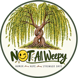 Not All Weepy logo: a willow tree with a winking smile